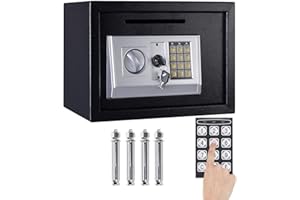 ZANGE Safe Box with Key, 16L Safety Box Electronic High Security Steel Lock Safes Home Office Digital Money Cash Deposit Jewelry Camera Document Storage Safe Cabinet