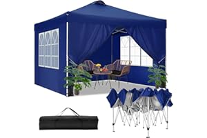 TOOLUCK Barnum Pliant 3x3m Tonnelle Pliante 3x3 Tonnelle de Jardin Imperméable Professionnel Tente Reception avec 4 Côtés, Sacs de Sable, Bleu Foncé