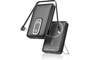 NLLOSA Power Bank Magnético 10000mAh, Batería Externa Inalámbrica de 22.5W PD & QC 3.0, Cargador Portátil USB-C para MagSafe, Powerbank Inalámbrico para iPhone 17 16 15 14 13 12 (Negro)