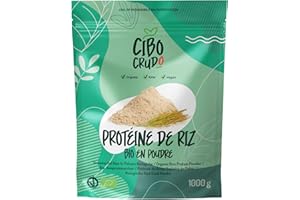 CIBO CRUDO CRUDO BIOLOGICO VEGAN Protéines de Riz en Poudre Bio - 1 Kg. Proteines Vegetales et Vegan. Proteine Sans Lactose Gluten et OGM 100% Naturelle. Source de Protéine Végan et Vegetale.