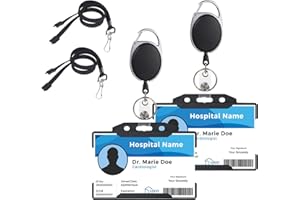 Vicloon Funda para Tarjeta con Llavero Retráctil y Lanyard, 2pcs Llaveros Retráctiles de Alta con Funda para Tarjeta, Funda de Tarjeta de Identificación, ID Titular de la Tarjeta - Negro