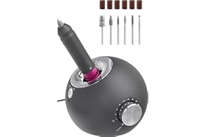 Delanie Ponceuse pour Ongles Professionnel Electrique 35000RPM pour Manucure/Pédicure avec 6 Embouts pour Retirer Vernis et Gel(Gris)