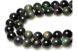MJDCB Cuentas Redondas de Piedra Obsidiana Arco Iris Natural de 8mm Piedras Preciosas Redondas Sueltas para La Fabricación de Pulsera collar y joyas