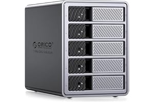 ORICO Boîtier pour Disque Dur 5 Baies 40Gbps pour 5 Disques Durs, Station d'accueil pour Disque Dur 3,5 Pouces jusqu'à 22TB, Supporte DaisyDChain, sans Disque Dur (9858T3)