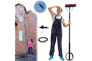 SADOMAIN Teleskopstange Fensterreinigung 3.6-10.8M teleskop waschbürste mit Seifenspender zur Reinigung von Solaranlage Terrassendach Wintergarten Reinigungsset PV Anlage Reinigung (55cm Brush,10.8M)