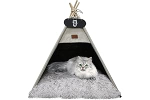 Whiwhi Tenda per Animali Cuccia Domestici Con Cuscino Peluche Lusso Casetta per Cani e Gatti Gatti Casetta da Gioco 50x50x60cm