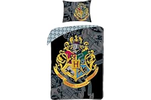 Halantex Harry Potter, set di biancheria da letto, 140 x 200 cm, copripiumino 70 x 90 cm, federa 100% cotone, Ron Hogwarts Hermine Ravenclaw Hufflepuff