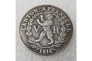 YunBest 1816 Lot de 4 pièces de Monnaie Anciennes en Argent Suisse – Ancienne pièce de Monnaie Suisse – Brillant Non circulé/à Collectionner État BestShop