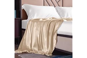THXSILK Seide Betttuch/Bettlaken/Haustuch, Nahtlos Champagner Seiden Bettlaken, 100% Reine 19 Momme Maulbeerseide Bettwäsche, 230x260 cm