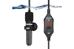 YukiHalu Mini-Aquarium Heizung, 25W 50W 100W 200W mit Integriertem Thermometer, Externer Temperaturregler, Verwendet für 1-150-Liter-Aquarien (50 watt)
