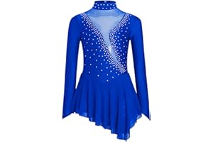 dPois Enfant Fille Robe Patinage Artistique Strass Tenue Danse sur Glace Performance 5-16 Ans