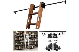 IISRAR Kit libreria Scorrevole con ferramenta Scorrevole Kit Scala Scorrevole per libreria Kit ferramenta Binario Scorrevole Sistema Binario Scala Kit Binario per Porta Scorrevole in Legno Kit Arma
