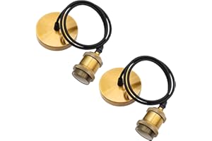 ZHIQIN 2 sztuki zawieszek do lampy, złote oprawki E27, z kablem 100 cm, żyłka wisząca, uchwyt do lampy, idealny do lampy sufitowej, salonu (C)