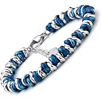 NICANDRA Bracciale Uomo e Donna con Nodini - Gioiello Bicolore Oro e Argento in Acciaio Inox con
