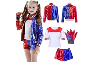 Forfamy Quinn Costume Quinn Fancy Dress for Kids Adult Halloween Villain Costume for Halloween Cosplay