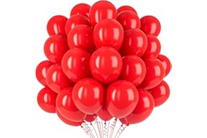 PARTY FOREST Matte Red Balloons, 100 Pack 10 Inch Thicken Latex Balloons Party Decorations with 2 Rolls of Ribbons for Balloon Garland Arch Birthday Wedding Valentines Anniversary Baby Shower Engagement Christmas