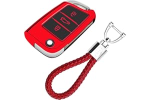 KASER Funda Carcasa Llave Coche Silicona TPU Compatible para Volkswagen VW VW Golf MK7 Seat Ibiza Leon Skoda Octavia Llaveros Cover Protección Mando a Distancia (Rojo)