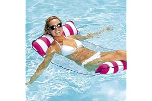 7WUNDERBAR Inflable Hamaca de Agua colchón de Aire Hamaca colchones Piscina Plegable Cama Flotante sofá de Agua Piscina salón colchón de baño Cama Flotante para Adultos (Rosado)