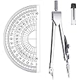 2 Pcs Drafting Compass Set, Geometry Compass Set Maths Protractor Set Rulers for Student Maths Learning and Home Schooling Drafting