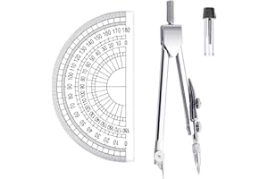 HEMIKS 2 Pcs Drafting Compass Set, Geometry Compass Set Maths Protractor Set Rulers for Student Maths Learning and Home Schooling Drafting