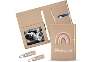 CYZBL Handgefertigte Deutschen Mutterpasshülle Filz, Mutterpasshülle aus Filz mit 2 Schlüsselanhängern, Schwangerschaft Tagebuch Tasche, Mutterpasshülle mit Fächern für Schwangerinen Zukunftige Mütter