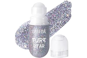 Prreal Gel glitter roll-on per viso, corpo e capelli, per un make-up scintillante e olografico, per feste, rave party, Halloween, colore: argento (05 Silver)