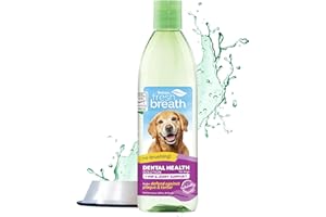 TropiClean Fresh Breath Hundezahnreinigung - Zahnpflegelösung bei schlechtem Atem - Mundspülung als Zusatz zum Trinkwasser - Reinigt die Zähne - Nahrungsergänzung für Hüfte und Gelenke, 473ml