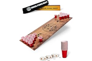 BeerBaller® Beer Pong Mat - Set da Beer Pong con 50 Bicchieri da Beer Pong e 4 Palline da Beer Pong | Trasforma Qualsiasi Tavolo in Un Tavolo da Beer Pong! | Tavolo da Beer Pong | Gioco da Bere