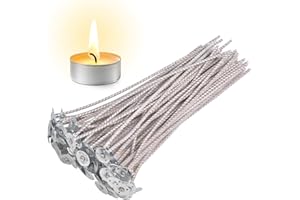 Mikihat 50 Pezzi Stoppino per Candela 15 cm Pre Cerato Stoppini di Candela Stoppino in Cotone Intrecciato Accessori Stoppini di Naturali Candela per la Produzione di Candele Fai da Te