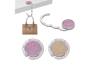 Spyrtb 2x Crochet de Sac à Main, Anti-dérapant Crochet de sac à main pliable, Porte-Sac pour Table ou Bureau Suspension Sac à Main, Petits Objets (rose jaune)