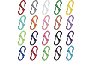 Comforing 20pcs Mini S Carabiner Clips Dual Opening Aluminum Keyring Clip Small Snap Hook for Keyrings, Camping, Fishing, Hiking