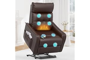 sisolos Recliner Armchair Rise and Recliner Chair for Elders, Power Lift Chairs with Massage & Heat, Extended Footrest, Electric Recliner Sofa Reclining Chair For Living Room with Dual Remote Controls