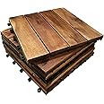 CLICK-DECK 4 Slat Hardwood Decking Tiles | Patio, Balcony, Concrete, Hot Tub Deck Tiles | 30x30cm Square Connect Flooring | Easy Installation | Great Drainage (72x Hardwood Tiles)