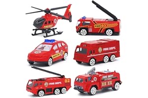 Dreamon Toy Cars Pojazdy strażackie Zestaw zabawek strażackich Mini samochody dla dzieci w wieku 3+, 6 sztuk