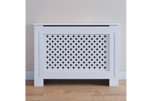 SONNI ELEGANT GRCC11W-1 osłona grzejnika, średnia, 112 cm, nowoczesna, w romby, biała, lakierowana osłona grzejnika do salonu, sypialni, kuchni, 112 x 19 x 81,5 cm.