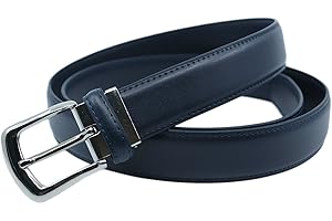 YEHMAN Ceinture classique 3 cm en croûte de cuir de vachette ajustable boucle argenté à ardillon 120 cm