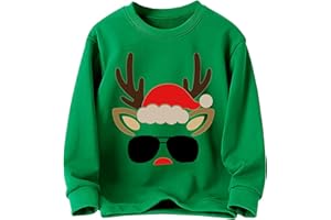 TCWWBB Boys Girls Christmas Jumper Sweatshirt Xmas Jumpers Kids Unisex Santa Claus Bear Dinosaur Cat Tops Children Long Sleeve Cotton Pullover Outfits Casual Crewneck Winter Clothes Age 7-12 Years