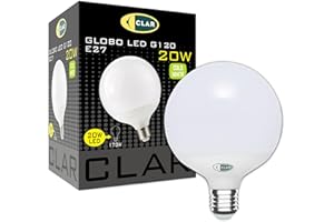 CLAR - Ampoule Globe LED E27, Grosse Ampoule Décorative Ronde, 6000ºK 20W (Pack 1)