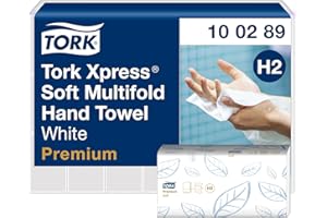 ‎TORK Tork Xpress weiche Multifold Papierhandtücher 100289 - H2 Premium Falthandtücher für Handtuchspender - weich und saugfähig, 2-lagig, weiß - 21 x 150 Tücher