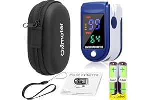 TP TRADEPROVIDER Fingertip Pulse Oximeter, x2 AAA Battery(included), Carrier Case & Lanyard, CE FCC Approved Finger Blood Oxygen Saturation Checker Heart Rate Stats Monitor NHS Accessories for SpO2 Levels Detector