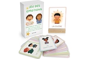 Sweetalgi Jeu des Emotions - Je DéCouvre Les Émotions - 120 Cartes Recto-Verso avec Socle en Bois - Cartes Émotions et Scénarios pour Enfants - La Couleur des Émotions - Jeu de sociétè Enfant