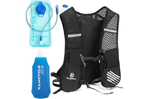 KAMCYCLE Running Vest, Hydration Vest Backpack with 500ml Running Water Bottle or 2L Hydration Bladder, Lightweight Reflective Phone Holder for Cycling Hiking