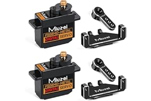 Miuzei Micro Servo Motor Kupfer Metallgetriebe Digital RC 180 Grad Mini Servomotor Lenkservo für SCX24 AX24 Arduino Roboter Arm 1/24 Car Boot mit Servokabel Horn Servo Mount Zubehör Schwarz 2 PCS