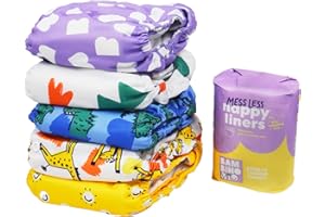 Bambino Mio, Reusable Nappy Set - The Give-it-a-go Bundle, 5 x Nappies, 100 messless Liners, Brave & Bold