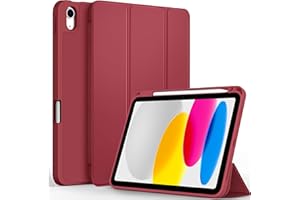 CACOE Etui na iPad A16 11. generacji 2025 / iPad 10. generacji 10,9 cala z uchwytem na długopis, cienkie miękkie etui ochronne z TPU na tył z funkcją automatycznego wygaszenia/budzenia - czerwone wino