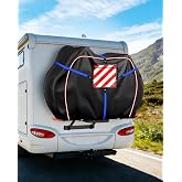 SUPAREE Cover for 2 Outdoor Bike Cover Bicycle Carrier Covers Bikes Motorhome 420D Oxford Waterproof with Warning Sign Pocket