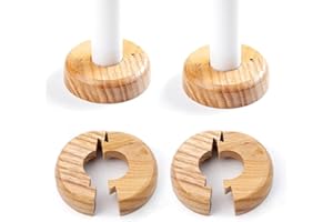BESTO Wooden Radiator Pipe Collars 4.5cm Wide Cover Oak for 15mm Pipes | Pack of 4 Easy Split Pipe Collars | Wooden Pipe Cover to Hide Radiator Pipes Base
