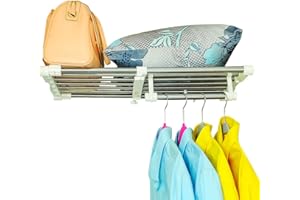 BAOYOUNI Étagère Extensible pour Placard en Métal sans Percage Etagere de Rangement Rack Garde-Robe Séparateur Diviseur DIY Organisateur Tige, Réglable 55-90 cm, pour Salle de Bain, Cuisine, Chambre