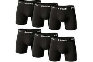 Giovici Mens Boxers, Boxer Shorts for Men with or without Fly, Super Soft Tag-Free, Anti-Chafe Classic Cotton Underwear, 6 Pack Multipack