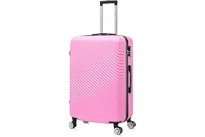 Flymax 24" Medium Suitcase Super Lightweight 4 Wheel Spinner Hard Shell ABS Luggage Hold Check in Travel Case Pink